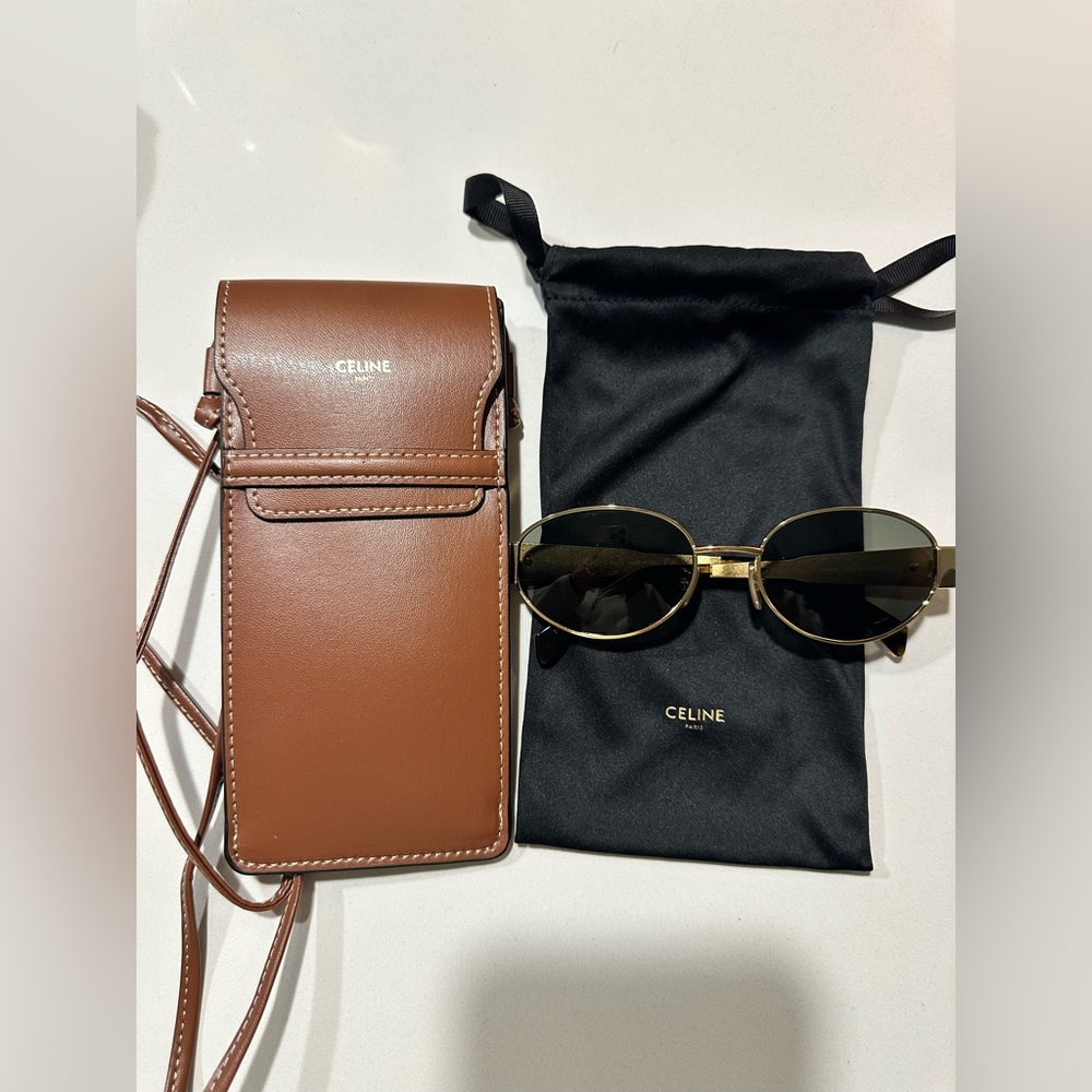Celine Triomophe gold metal sunglasses